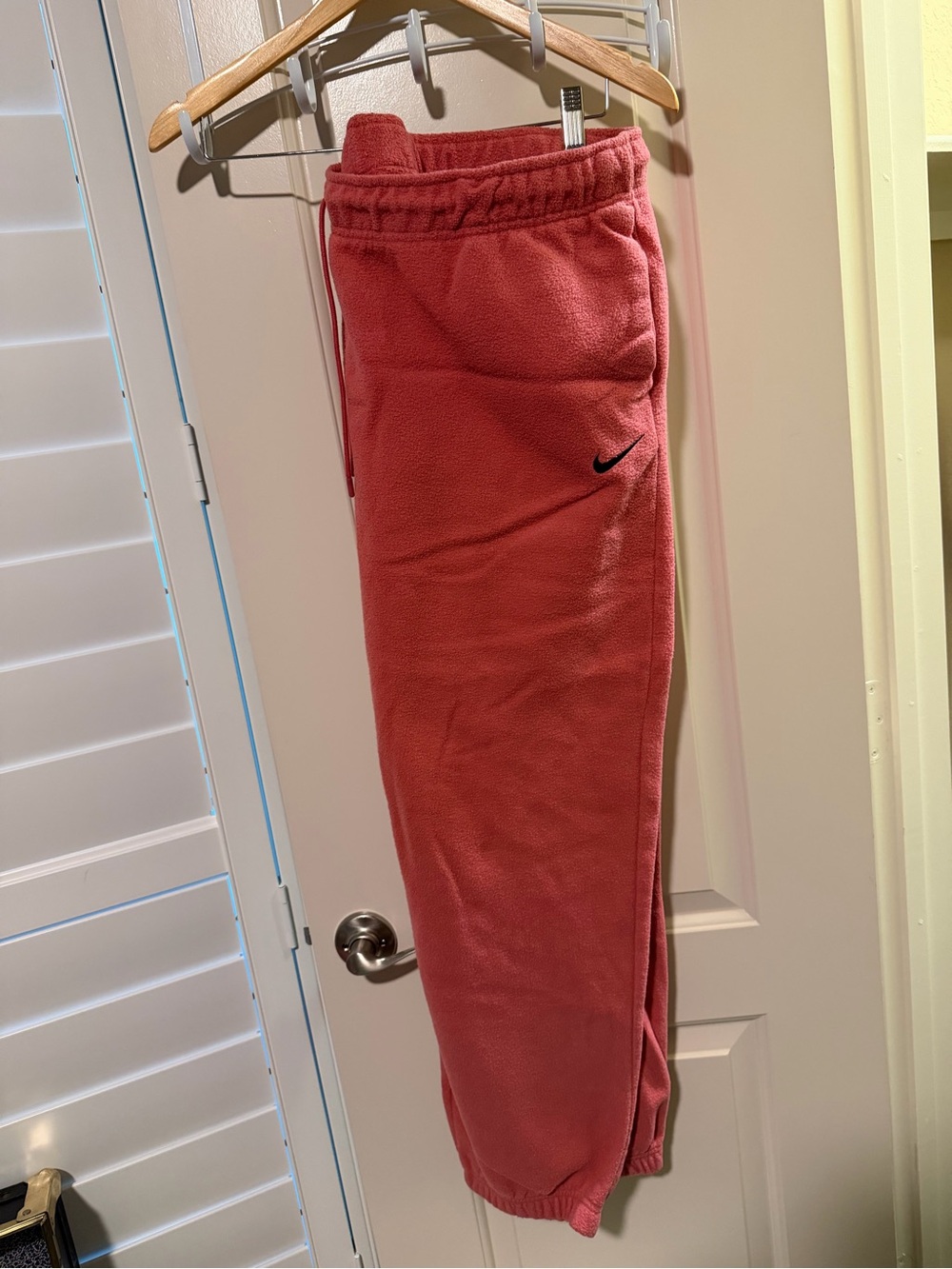 Nike Coral Fleece Joggers with Black Swoosh